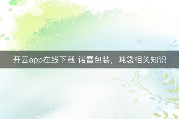 开云app在线下载 诺雷包装，吨袋相关知识