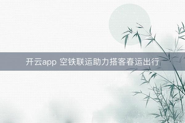 开云app 空铁联运助力搭客春运出行